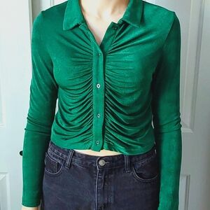 Womens Petite Top Emerald Green Size Large